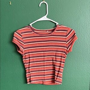 Striped Crop Top in Red and Orange